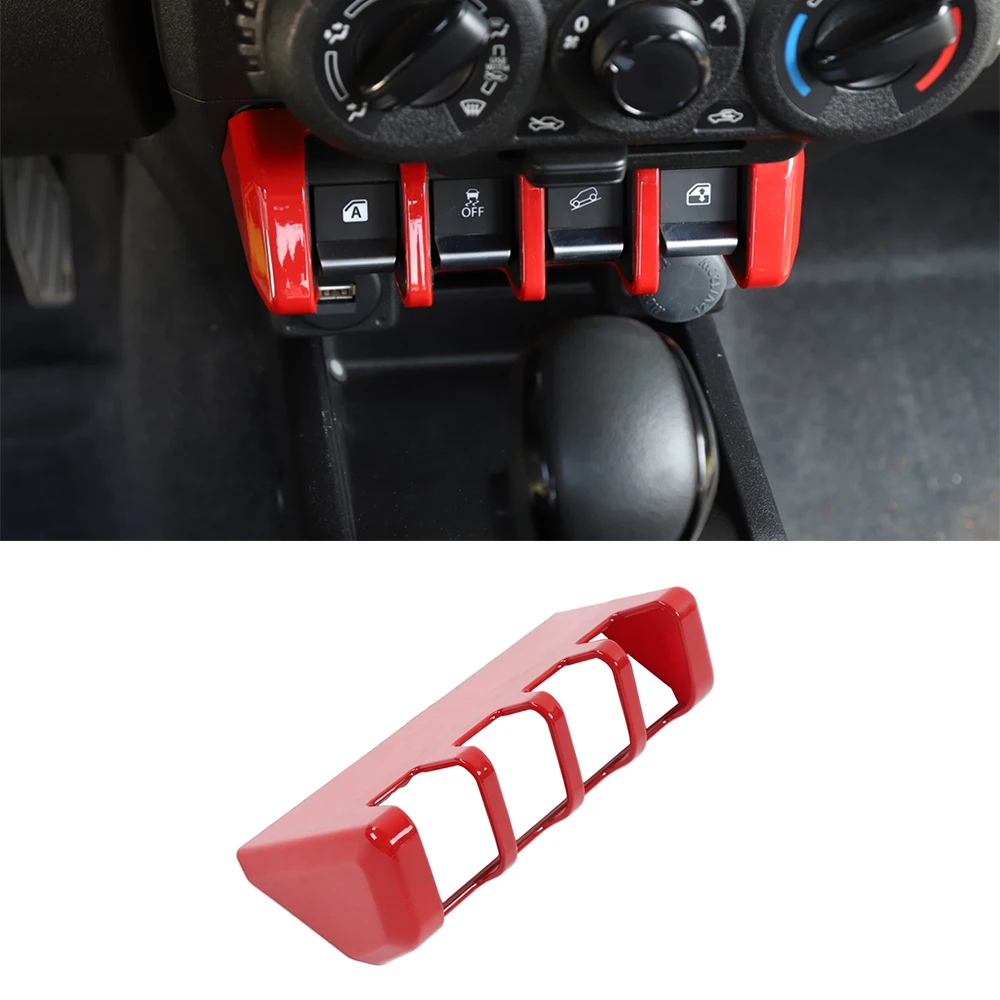 

Car Window Lift Switch Button Cover Decoration Tirm for Suzuki Jimny 2019 2020 2021 2022 JB64 JB74 Interior Accessories ABS Red