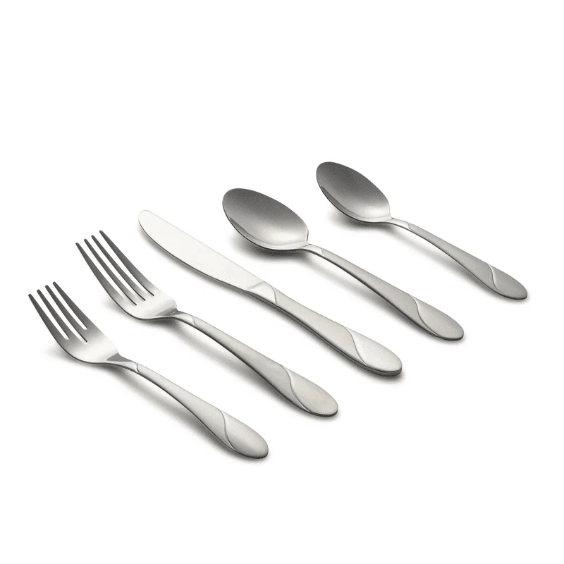 

Swirl Sand 89-Piece Flatware Set with 5-Piece Hostess Set For Home Restaurant