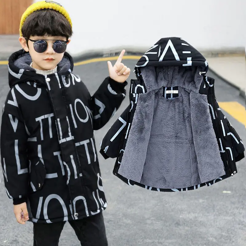 

Boys' coat spring plus velvet thickened cotton jacket 2022 new cotton clothes foreign style to overcome boys clothing