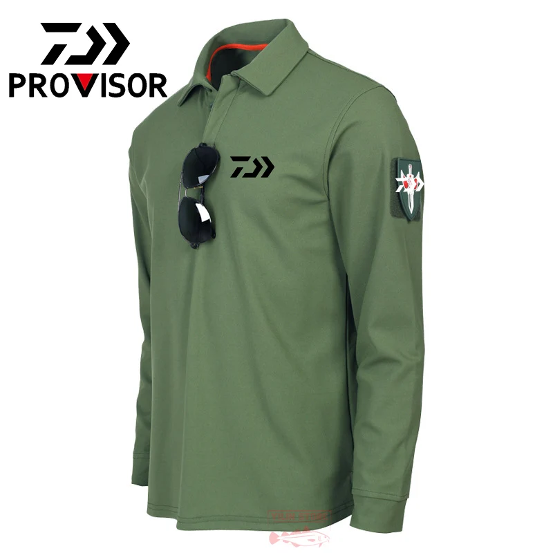 

2022 Daiwa Fishing Clothes Summer Camouflage Fishing T-shirt Men Lapel Long-sleeved Spring and Autumn Physical Training Clothes