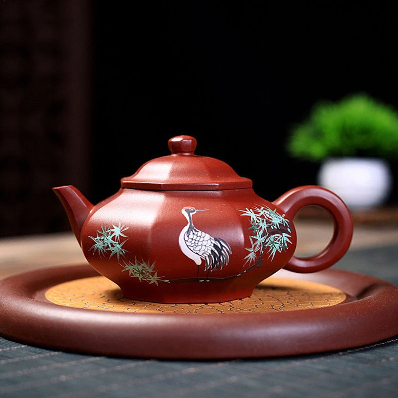 

Ручная роспись Yixing, фиолетовая глина, фотофильтр, красивый чайник, необработанная руда Dahongpao китайские чайники Zisha, заварочный чайник 200 мл