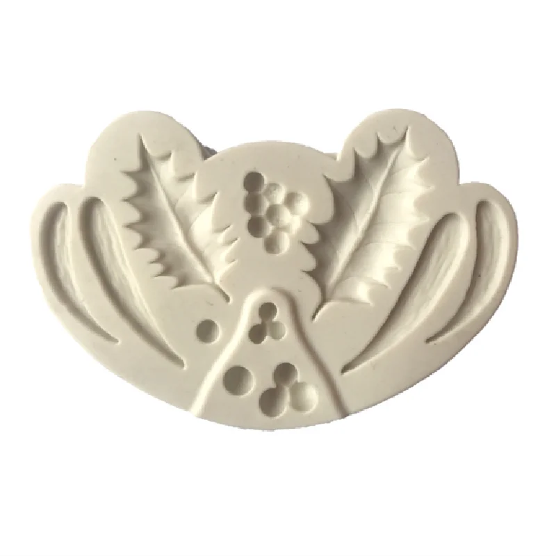 

Christmas leaf and Christmas fruit shape liquid silicone cake mold DIY soft pottery fondant clay mold L003