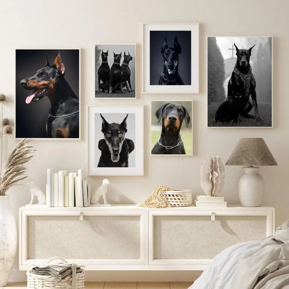 Doberman крутой плакат с собакой самоклеящаяся искусственная фотография комната бар
