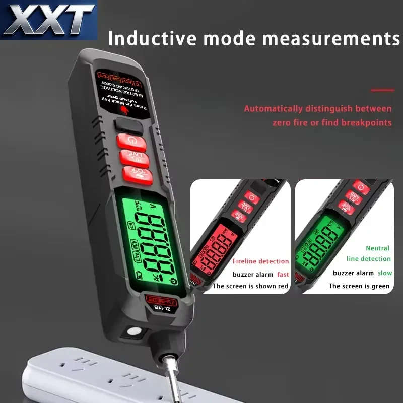 Фото Тестер напряжения XXT Red (12-1000В) с голосовым оповещением, бесконтактный измеритель тока и напряжения №5