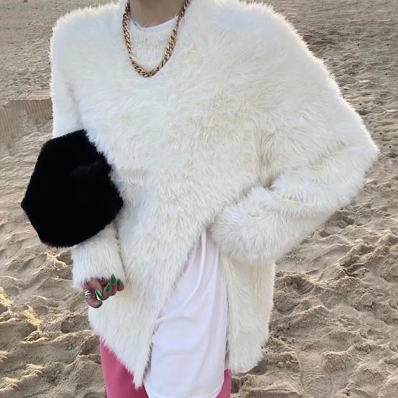 Женский зимний теплый свитер из меха норки и кашемира с кроличьим мехом пушистая