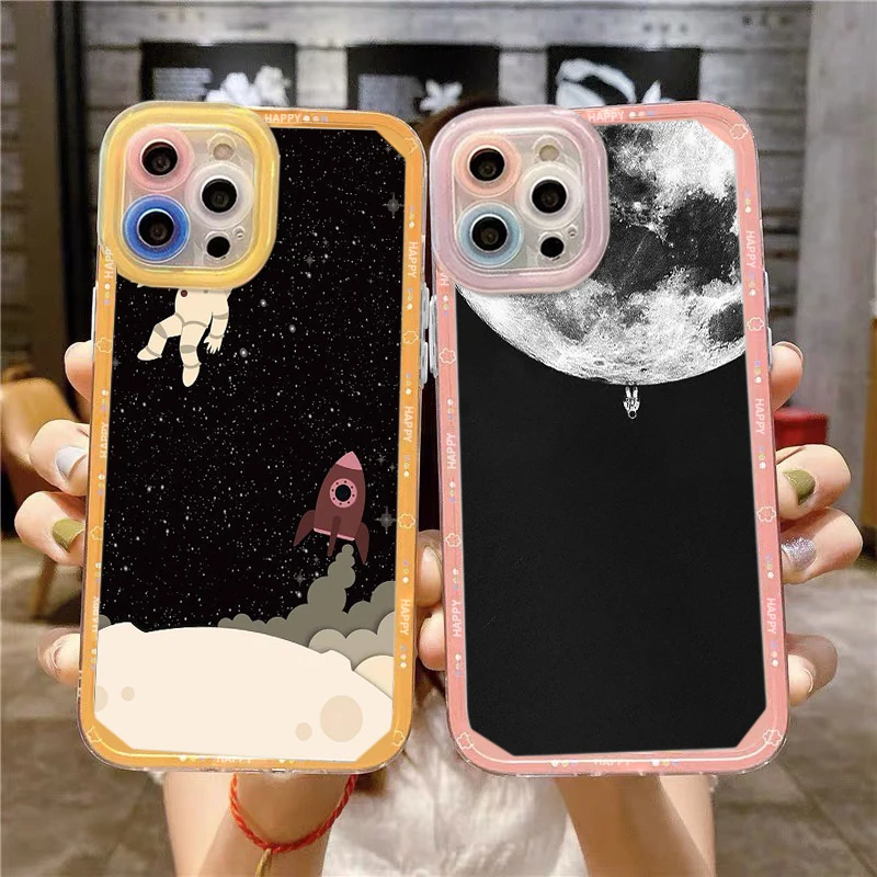 

Astronaut Coque Phone Case for IPhone 11 12 13 Pro Max Mini SE 2020 X XR XS MAX Shockproof Cover Luxury Soft Silicone Bumper