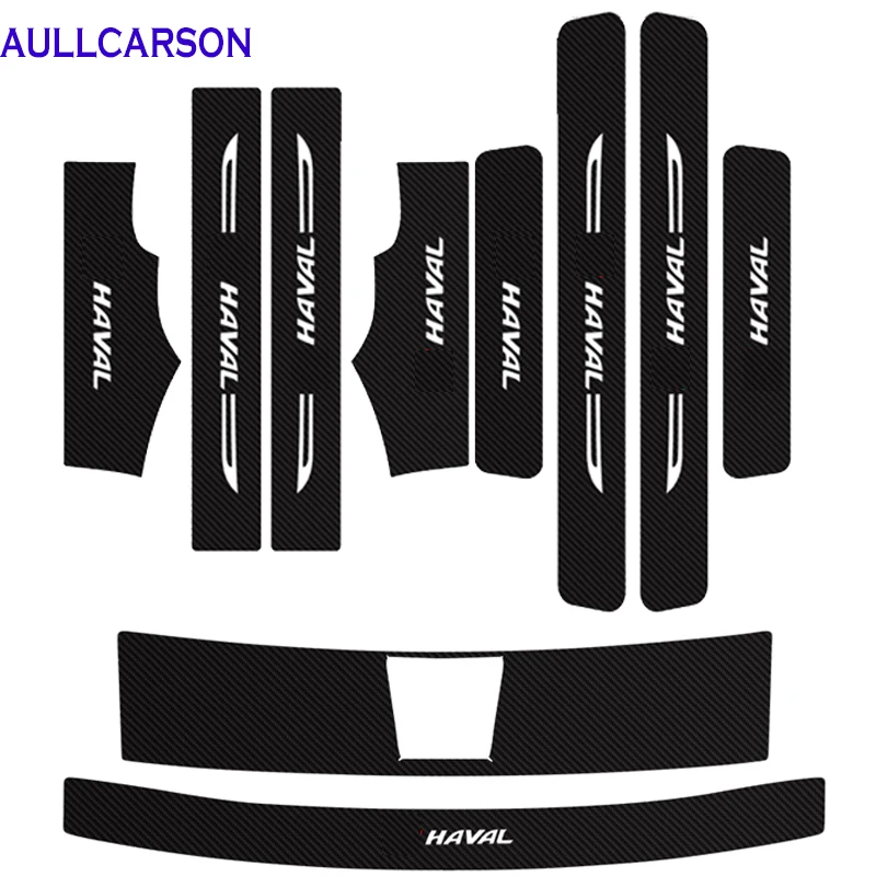 

Для Haval Dargo 2022 2024, кожаные наклейки на порог автомобиля, защитная пластина, порог из углеродного волокна, задний бампер, аксессуары для багажника