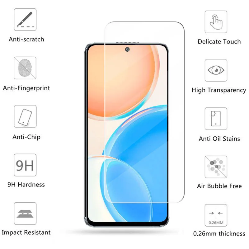 

2pcs Glass For Huawei Honor X8 Tempered Glass Honor X8 Screen Protector Protective Phone Camera Lens Film For Honor X8
