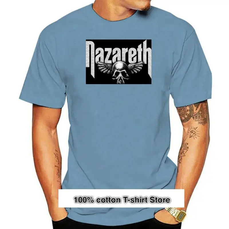 

Camiseta negra Rock con Logo de Nazareth para hombre, ropa de S-XXXL de tallas nuevas, estampada, talla grande