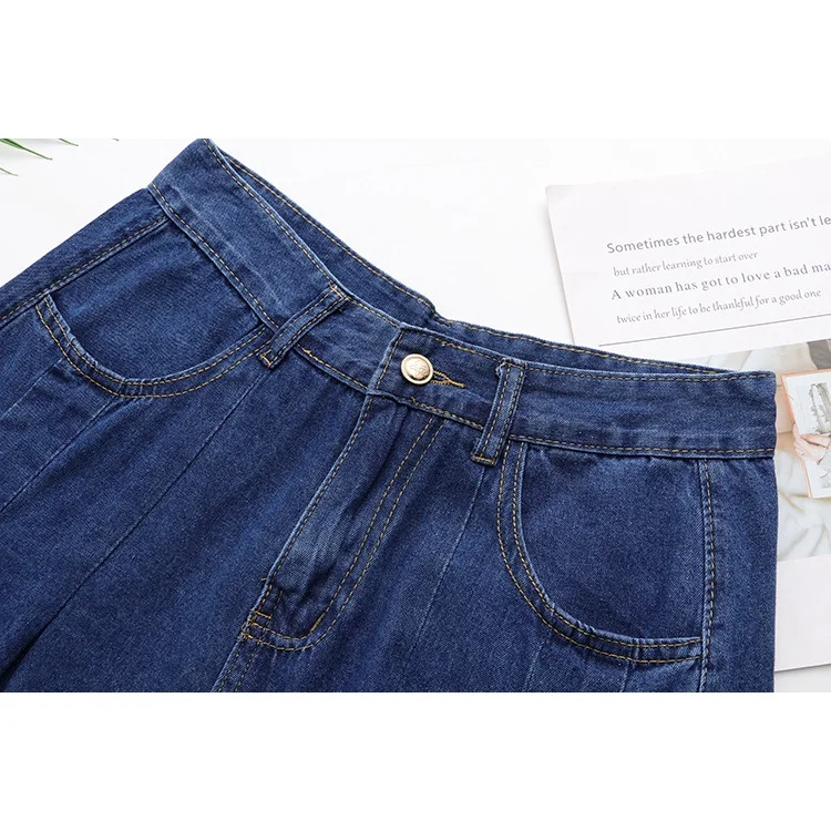 Plus Size XL-6XL Women's Solid Color Denim Shorts Casual Wide Leg Female Summer Shorts