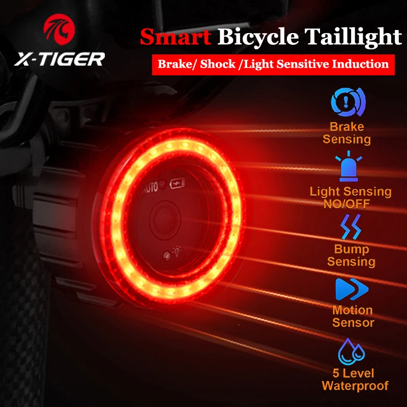 

Bicycle Smart Auto Brake Sensing Light Waterproof LED Charging Cycling Taillight Bike Rear Light Warn Bicycle Tail light