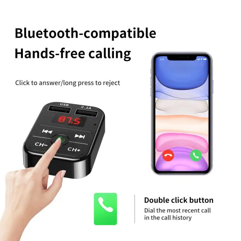 

Mini Bluetooth Car Charger Dual Usb Power Adapter Wireless Mp3 Player Interior Accessories Mp3 Music Tf Card U Disk 2.1a 2023