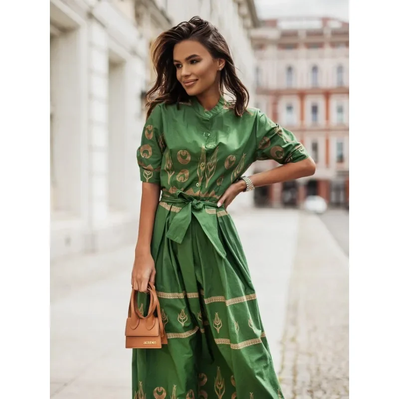 Женское летнее свободное платье с поясом