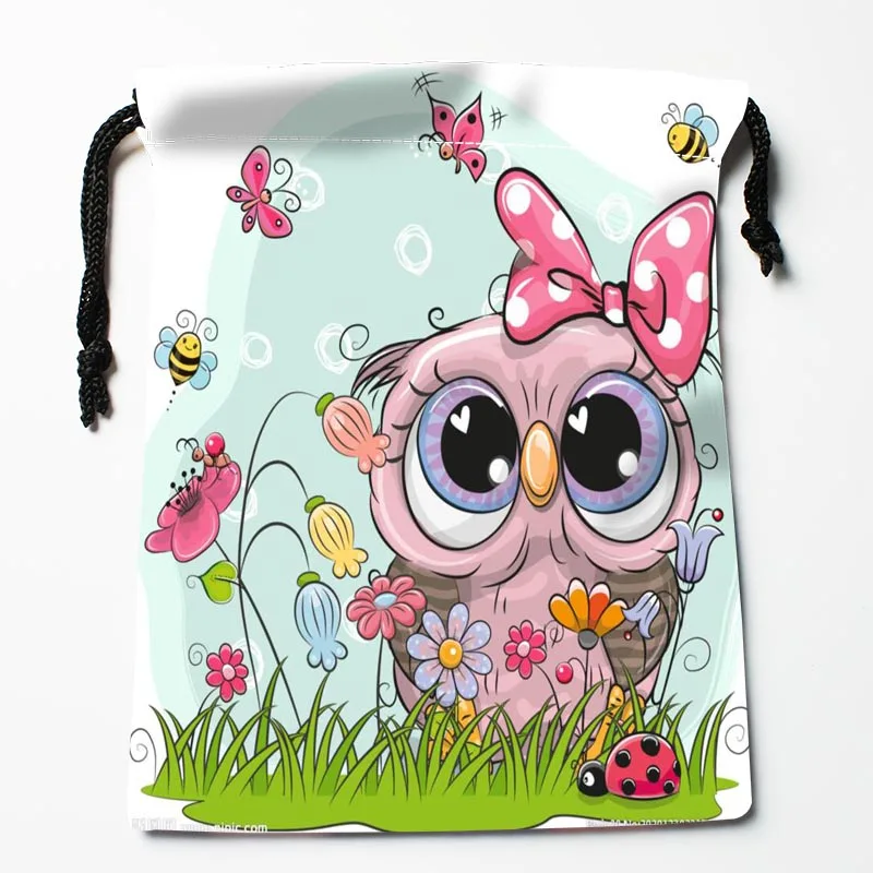 Сумки на шнурке с мультяшным принтом совы праздничные Аксессуары 18x22 см