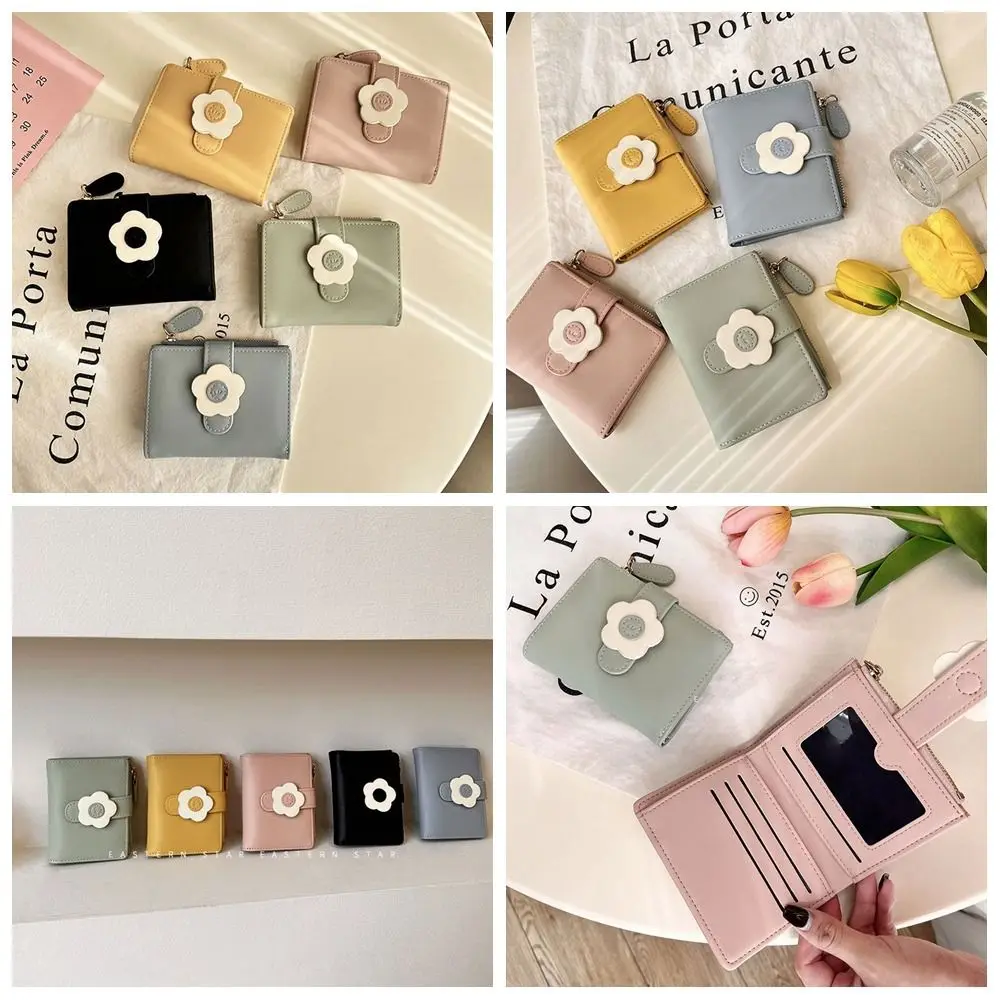 

Coin Purse Flower Wallet Cute Pu Leather Money Clip Zipper Purse Bank Card Bag Card Holder Change Purse Girls