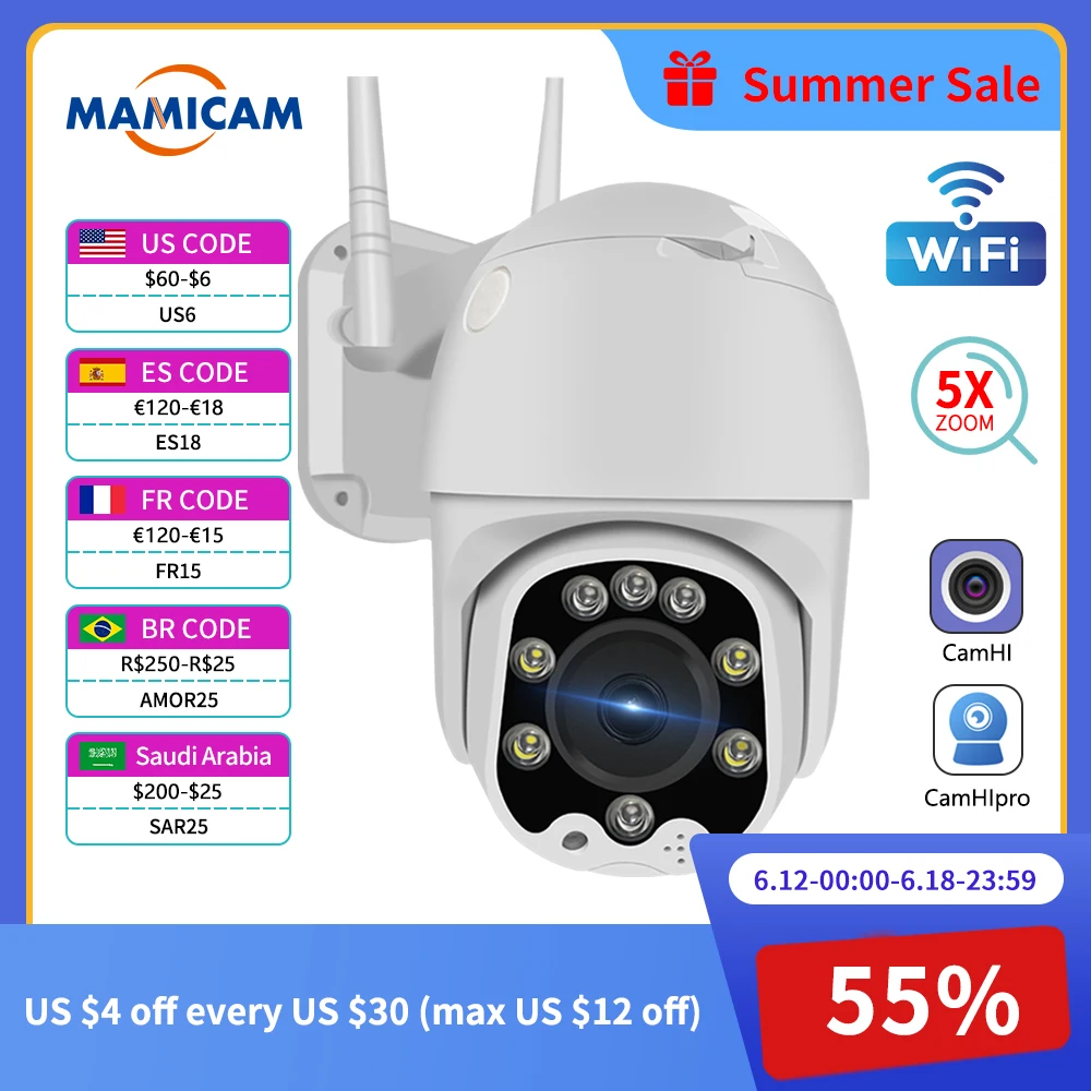 IP Camera Video Surveillance Outdoor CCTV Videcam Security Protection PTZ Speed Dome TF Slot 5X Optical Zoom