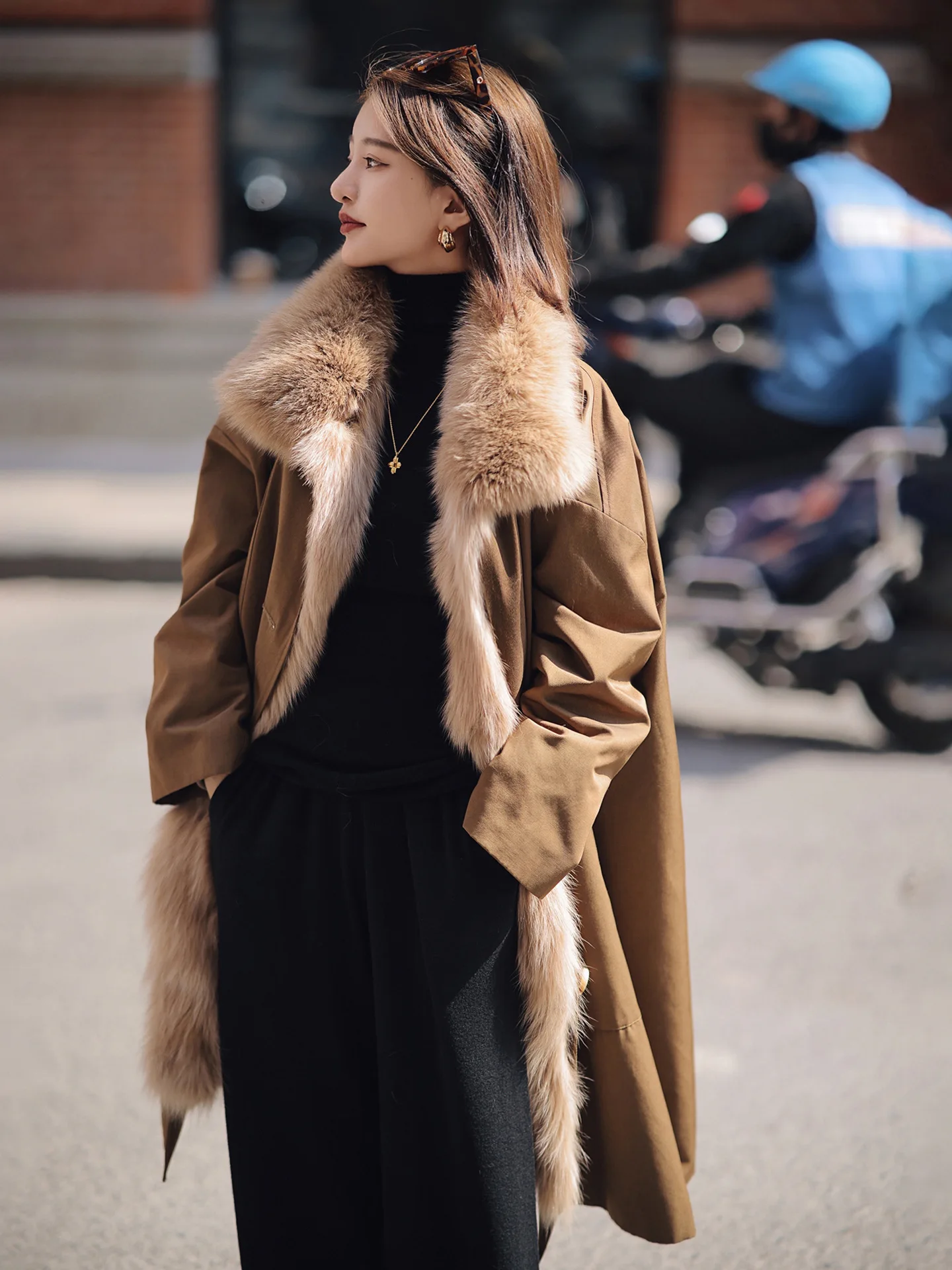 Winter 2022 Parker New Fashion Fox Fur Collar Long Coat for Woman