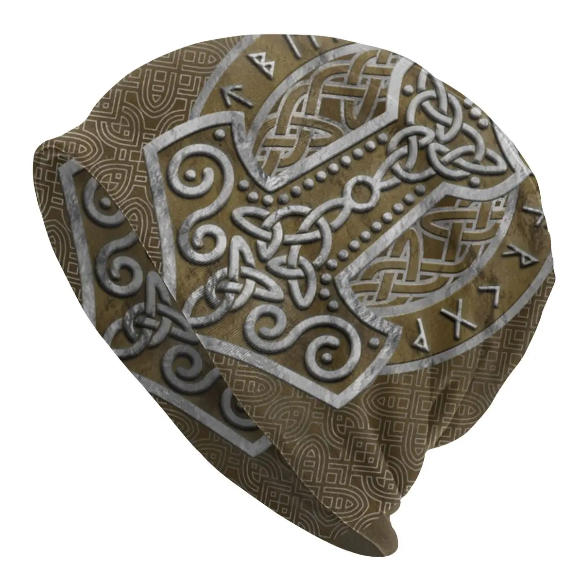 

Mjolnir Hammer Bonnet Hat Knit Hat Vintage Outdoor Vikings Ragnar Lothbrok Skullies Beanies Hat Unisex Summer Warm Dual-use Caps