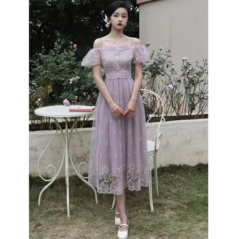 

Женское кружевное винтажное платье с цветочным принтом, привлекательное Белое платье миди с открытыми плечами, милое Сетчатое ажурное платье-трапеция