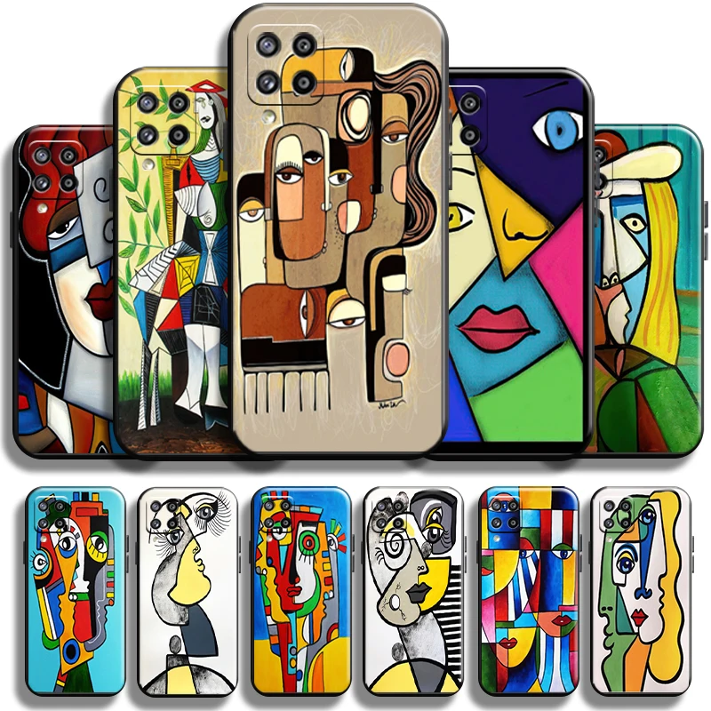 

Picasso Abstract Art Painting Phone Case For Samsung Galaxy M12 Cover Shell Soft TPU Liquid Silicon Black Coque Funda