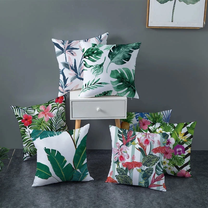 

Tropical Plant Pillowcase Summer Green Polyester Throw Pillow Cushion Pillow Decorative For Living Room Sofa