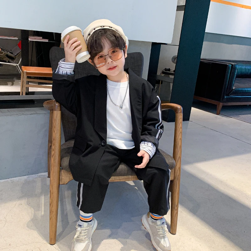 

2022 Children's Dress Suit Boy's Suit Two Pieces Children British Style Little Host Costume Performance Clothes Spring Clothing