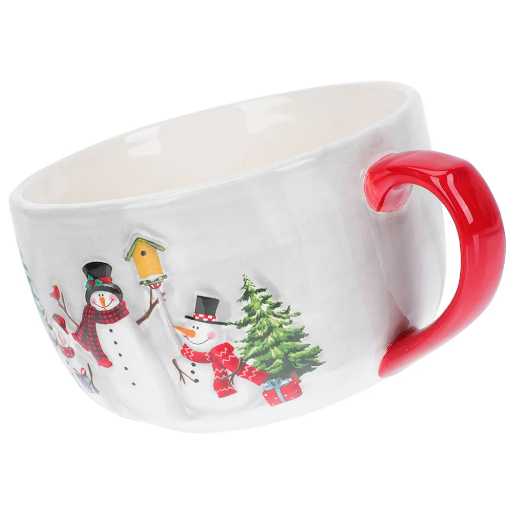 

Cup Christmas Mugs Mug Coffee Ceramic Cups Cereal Snowman Water Gift Holidaybreakfast Soup Hot Winter Cocoa Porcelain Cartoon
