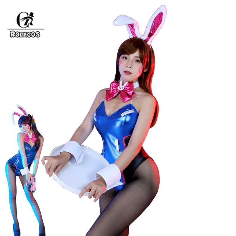 ROLECOS DVA Cosplay Women Sexy Costume Song hana Bunny Girl Cotume Game OW Jumpsuit Women Romper Over Watch