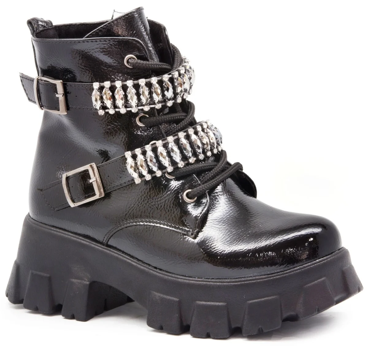 

Gedikpasalı Prk K110 Black 2022 Winter Women Boots Stone Metal Accessory Business Postal Elevator Bound Rubber Outsole Daily Casual Stylish