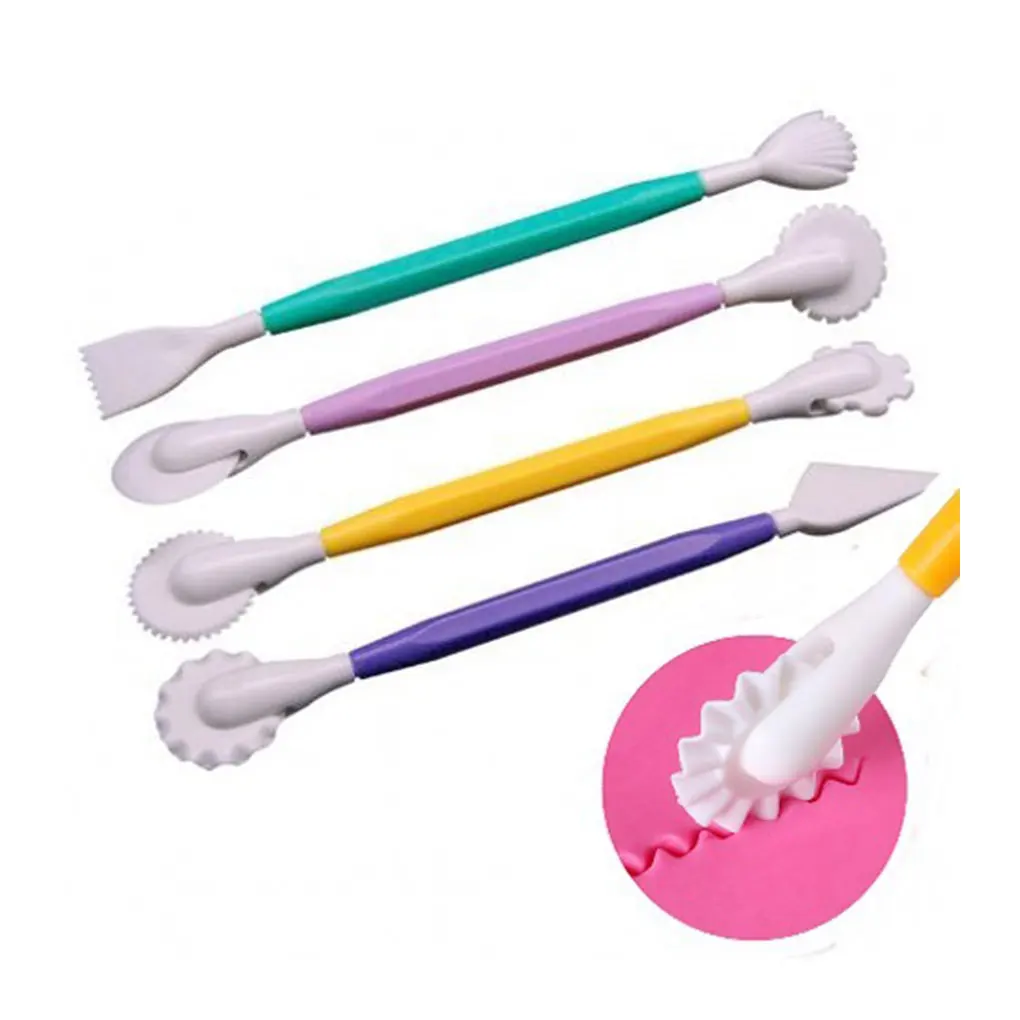 

4PCS/Set Sugar Craft Fondant Cake Pastry Carving Cutter Chote Decorating Clay Modelling Plastic Baking Tool