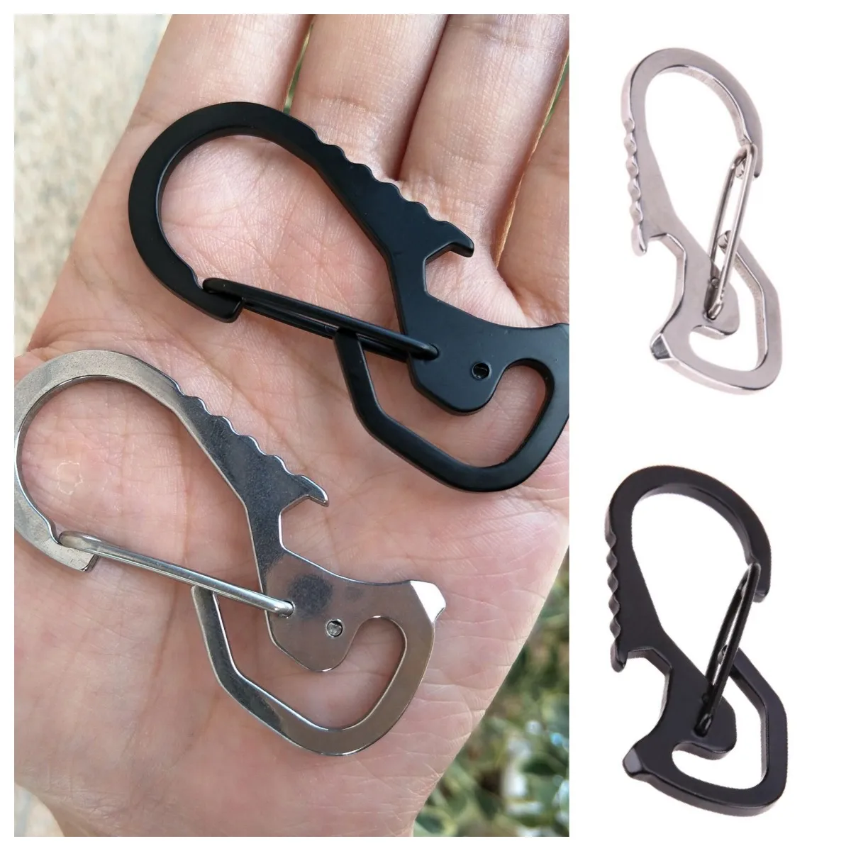 Creative Multi-function Waist Hanging Keychain Stainless Steel Keychain Bottle Opener Carabiner Outdoor One-word Screwdriver