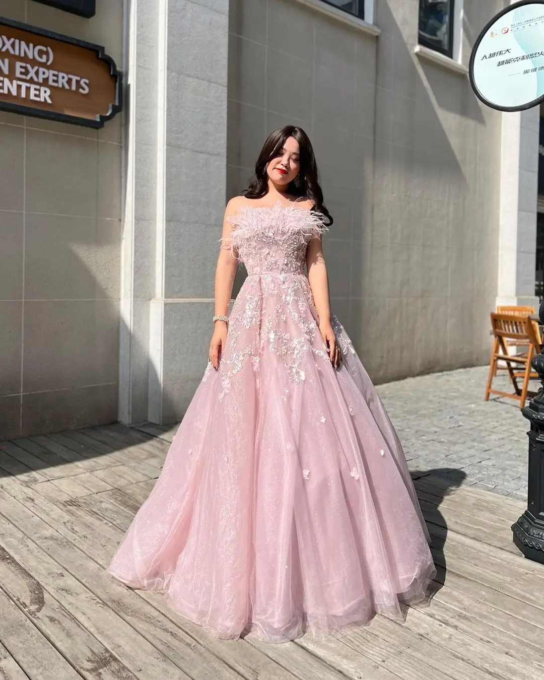 

Lace Appliques Beading Pink Prom Dress Off the Shoulder Evening Dresses Party Gowns for Women Balll Gown Floor Length