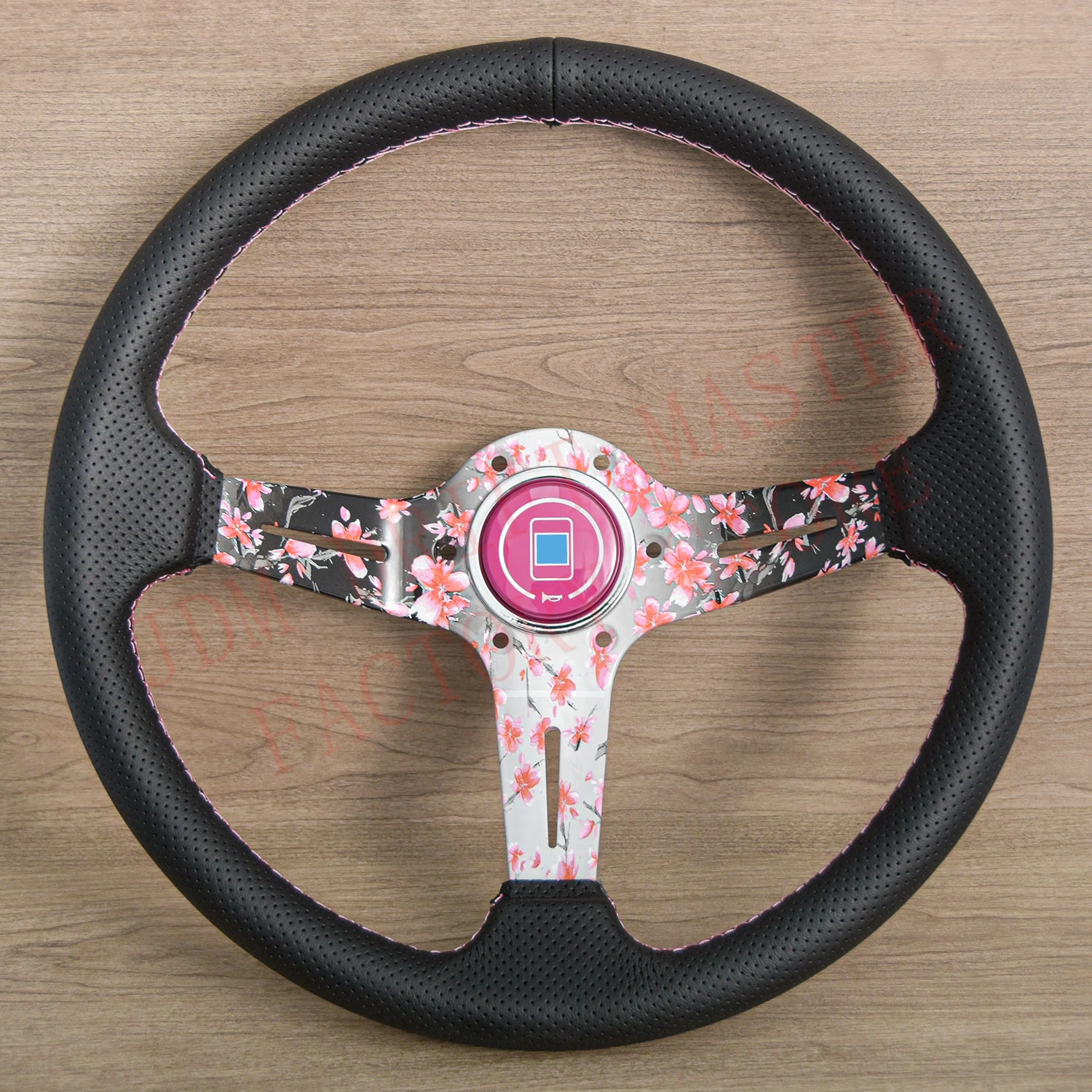 Универсальный 14-дюймовый перфорированный кожаный руль JDM Drift Flower Sim Racing