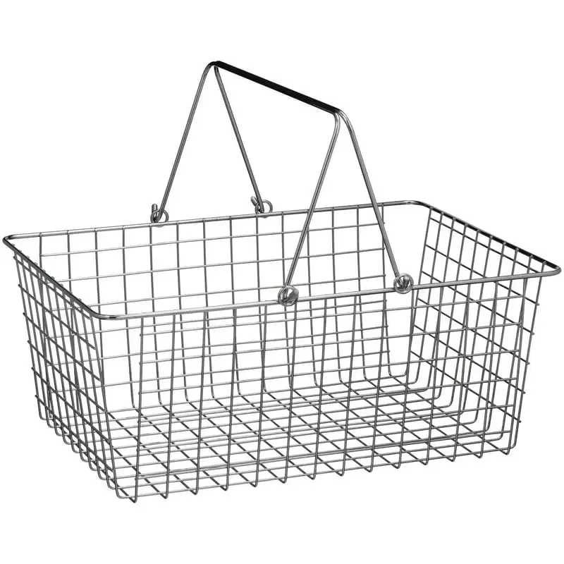 

Wire Storage Basket with Handles for Pantry, Countertop and More, Large, Chrome Cocktail strainer Stainless steel strainer Sink