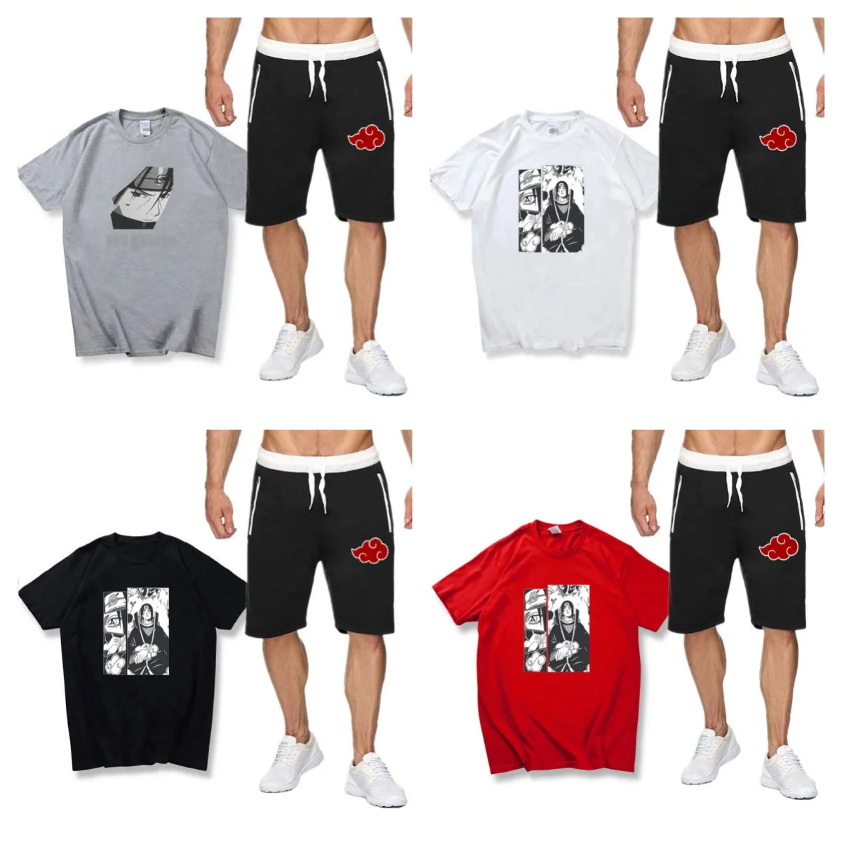 

Костюм-двойка мужской из футболки Наруто и шортов с коротким рукавом