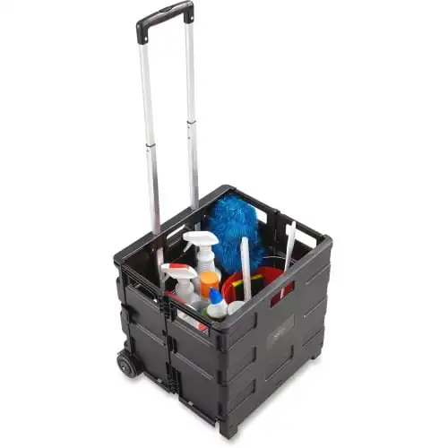 Stow Away Folding Caddy Telescopic Handle - 50 lb Capacity - 2 Casters - x 16.5