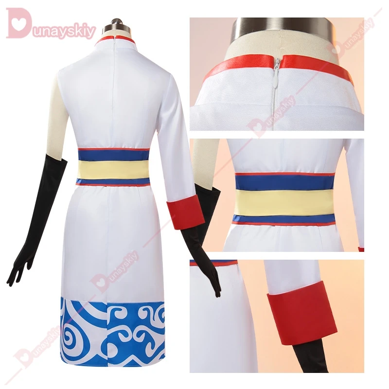 Аниме Gintama Kagura Косплей Костюм Парик Кагура Кунгфу Красный Топ Брюки Платье Наряд