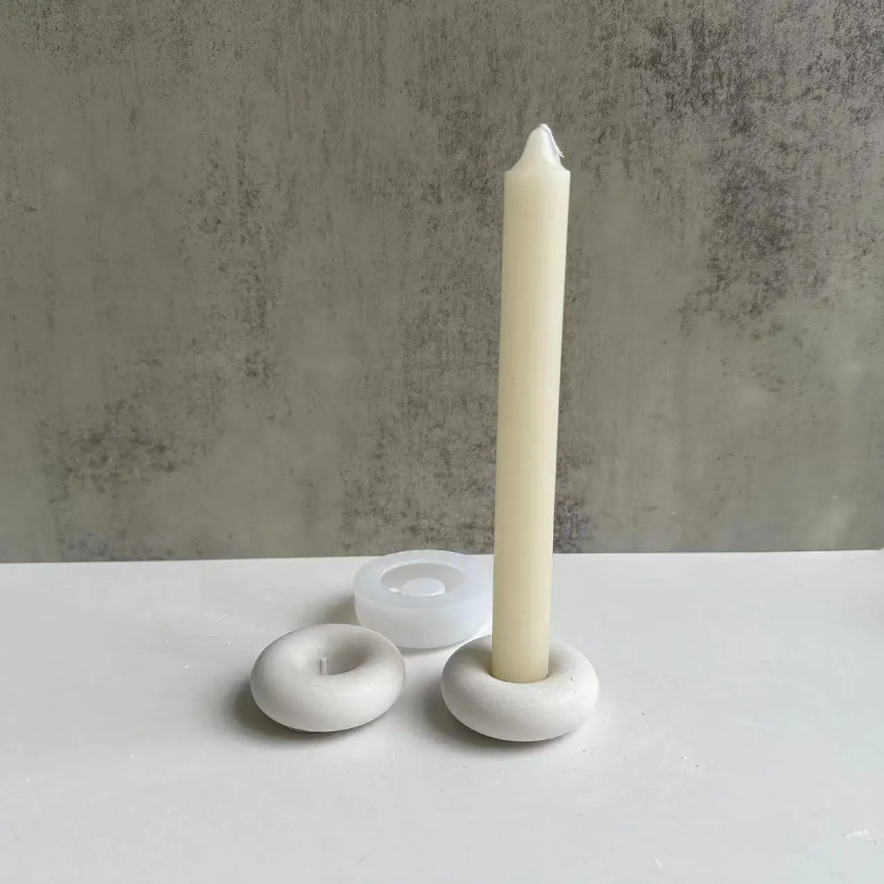 Donuts Candlesticks Silicone Molds Handmade Candle Holder Cement Plaster Mould DIY Epoxy Resin Candle Stand Molds Home Decor