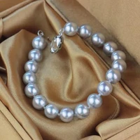 natural 7 59 10mm south sea genuine gray round pearl bracelet woman free shipping jewelry bracelets