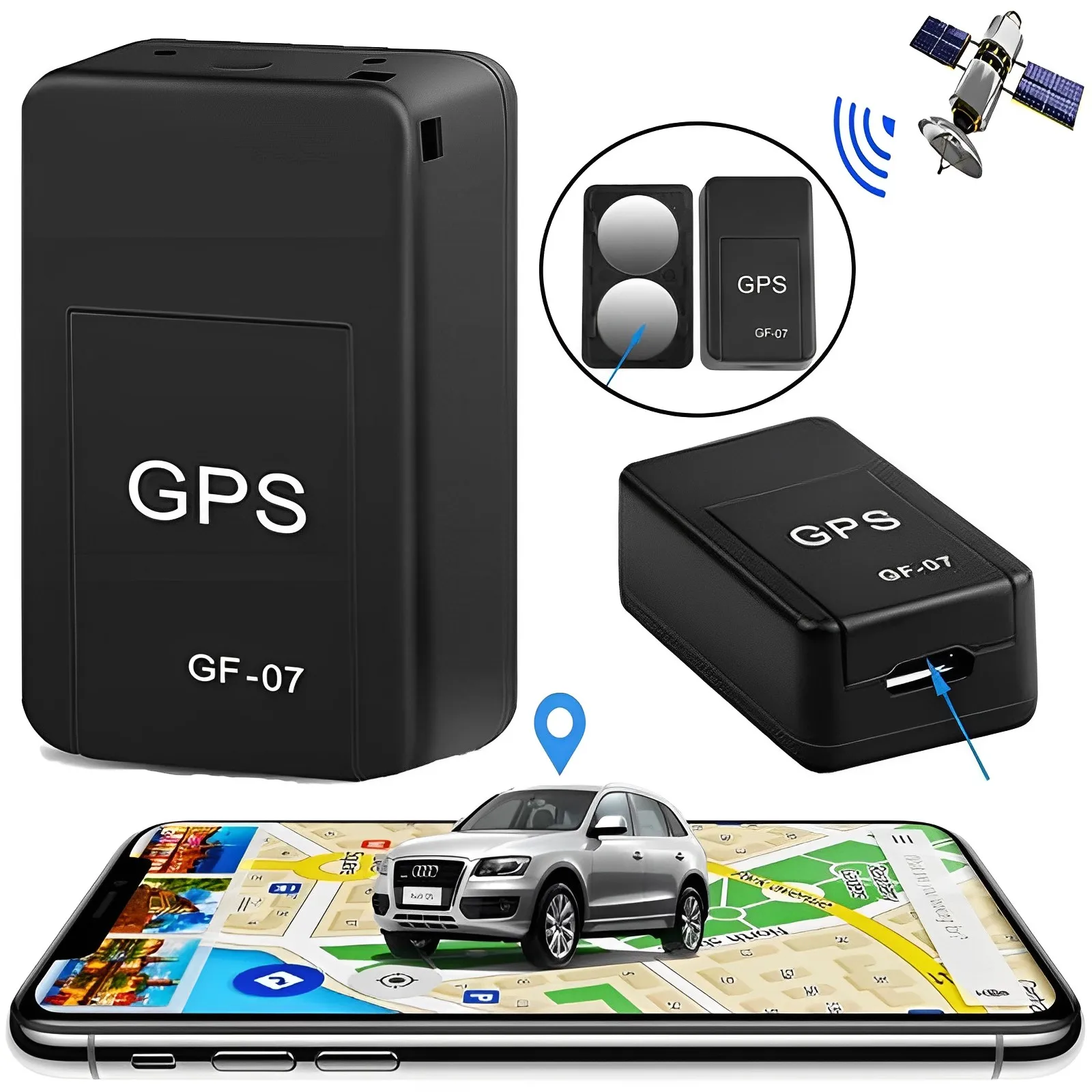 

Mini GF-07 GPS Car Tracker Real Time Tracking Anti-Theft Anti-lost Locator Strong Magnetic Mount SIM Message Positioner