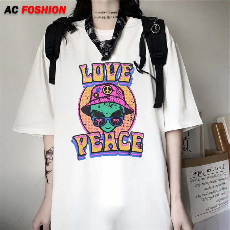 

Hip hop Harajuku Gothic Female Tshirt Alien Print Short Sleeve Tops Tees Summer Fashion Casual T Shirt Women Clothing T-shirts