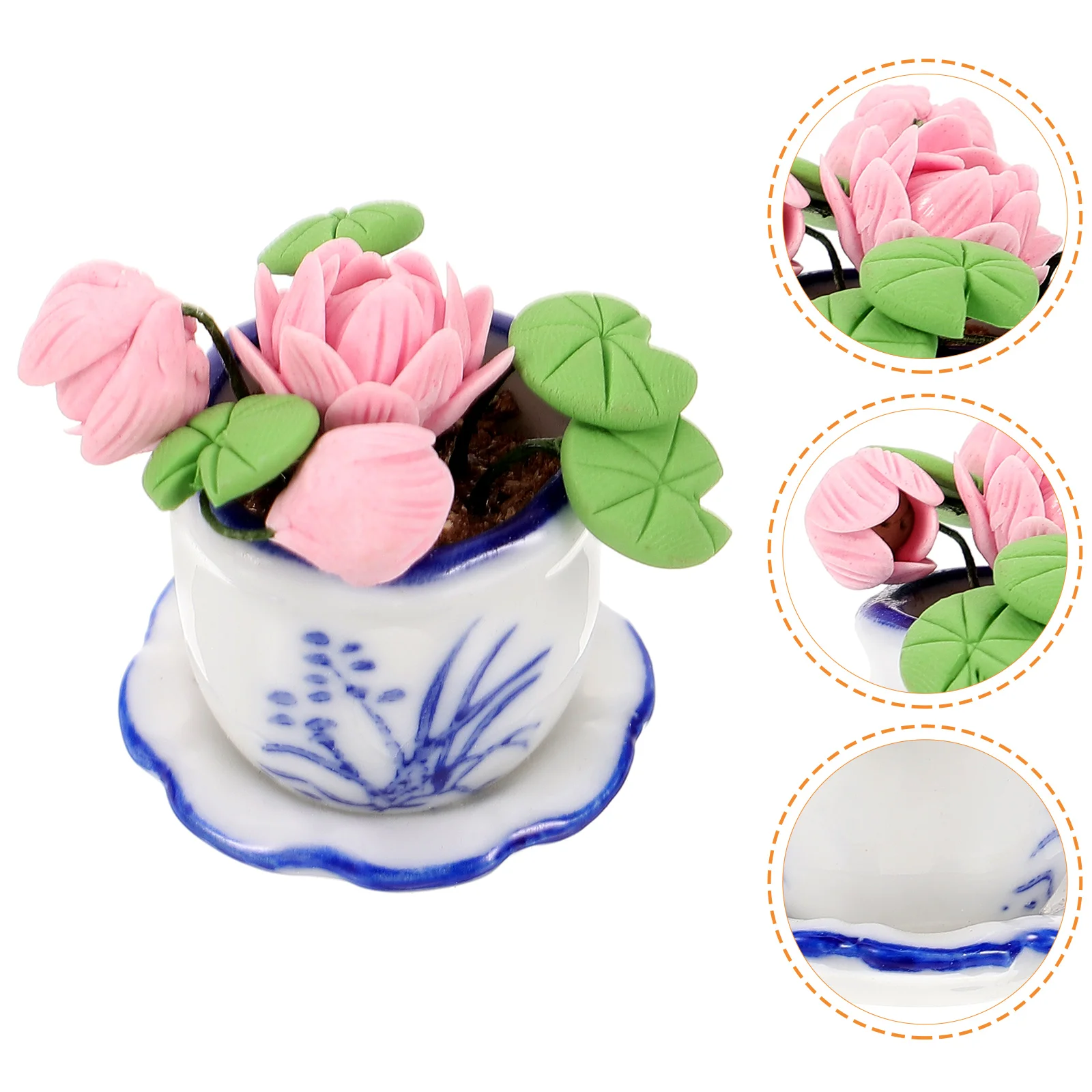 

Mini House Bonsai Small Artificial Plants Pots Miniatures Potted Resin Accessories Model Decor