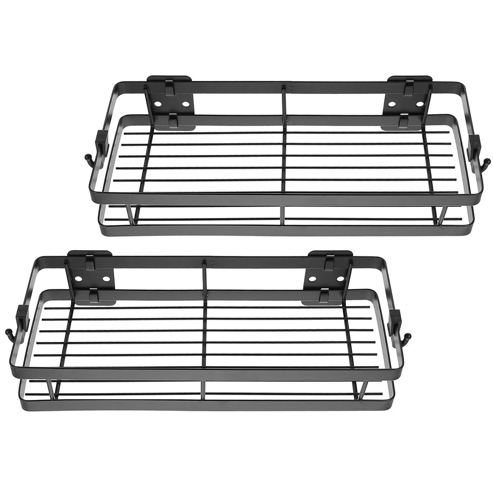 

2 Pcs Storage Shelf Wall Mounted Shower Organizer Bathroom Shelves Hanger Iron Holder Rack