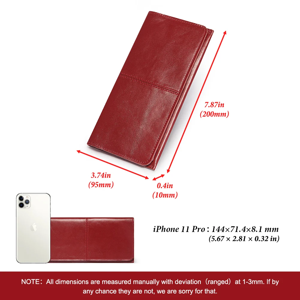 KAVIS Модный женский длинный кошелек из натуральной кожи красные женские клатчи