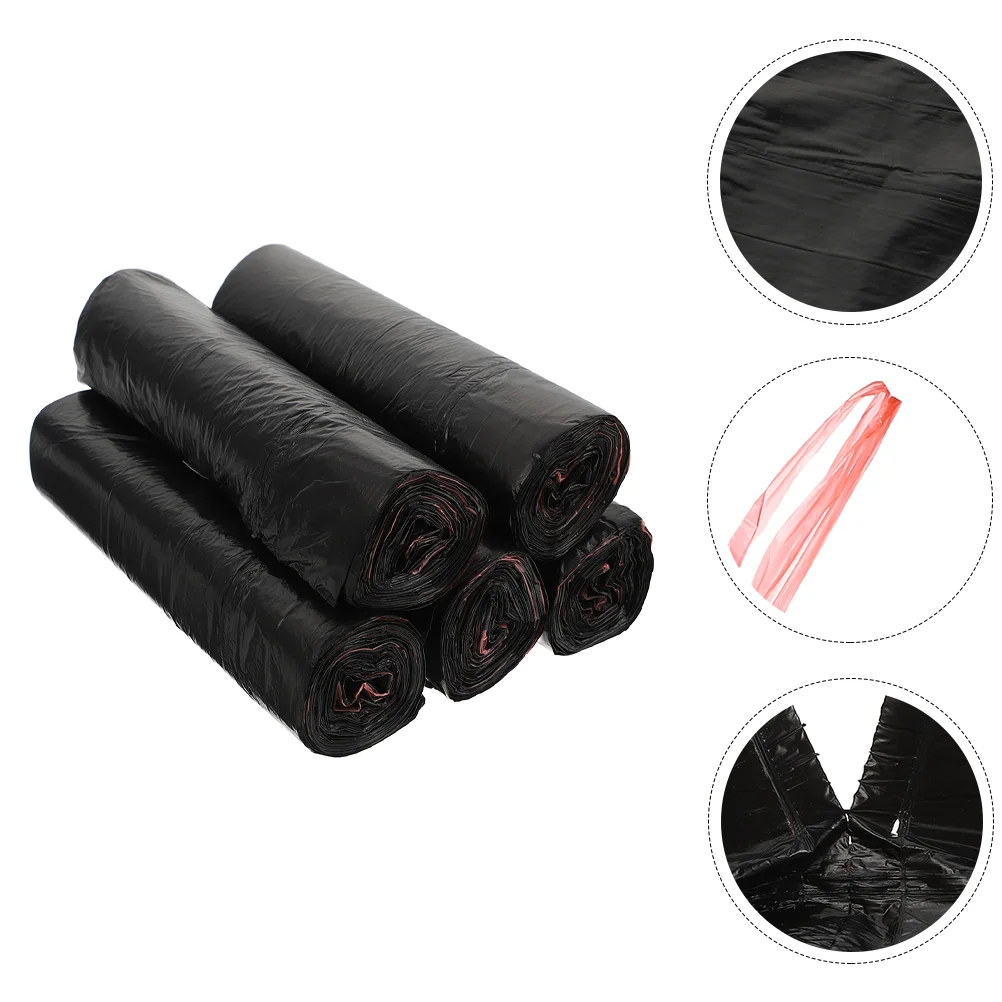 

5 Rolls of Useful Disposable Trash Bags Drawstring Garbage Bags for Home Use