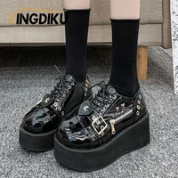 heart shaped buckle lolita small leather shoes maid shoes shallow mouth cosplay mary jane womens platform shoes black heels