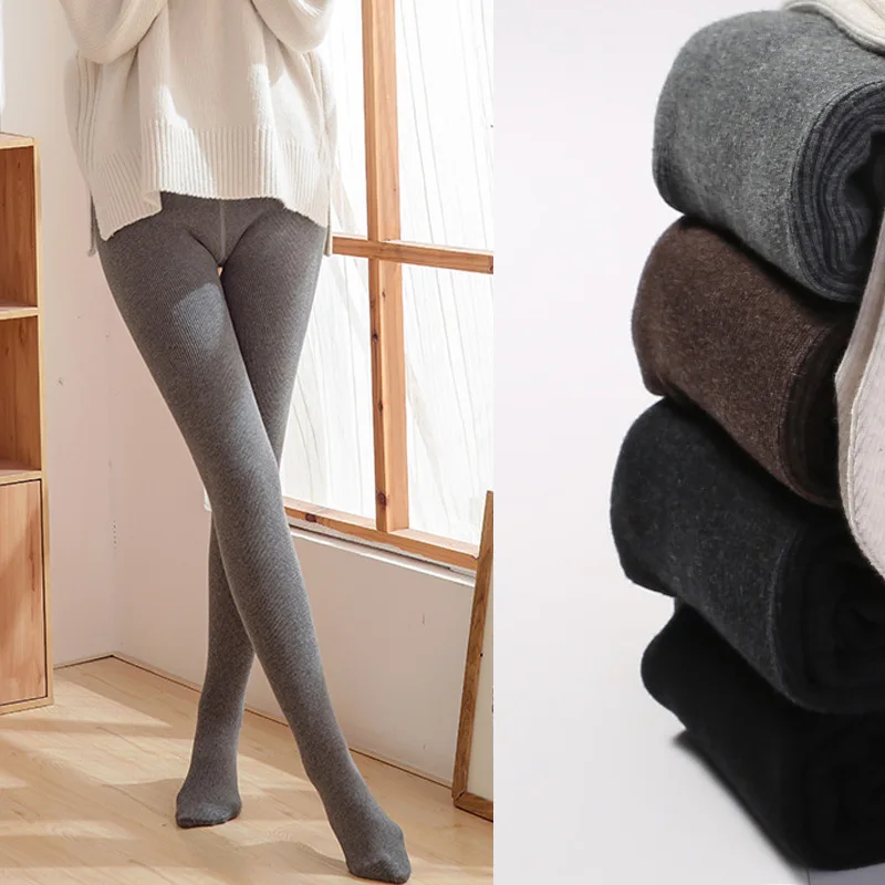 

Velvet Thickened Cotton Vertical Striped Leggings For Women's Autumn And Winter Outerwear Cashmere Insulation Pantyhose Pants