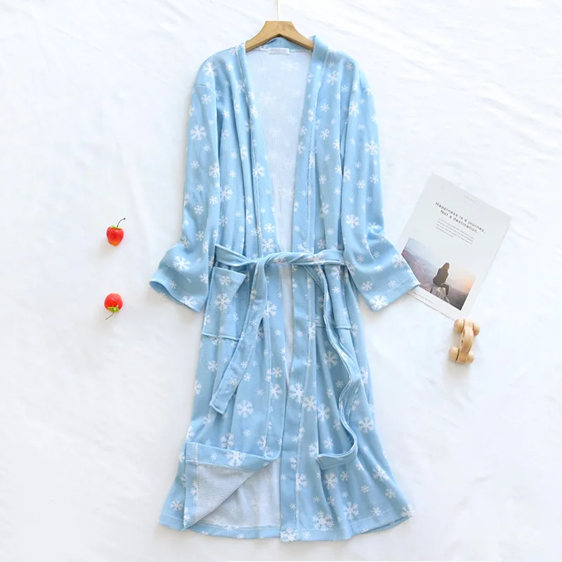 

Spring Women Print Floral Kimono Bathrobe Sexy Cardigan Nightdress Sleepshirts L-XXL Robe Nightgown Casual Sleepwear Home Wear