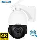 8MP 4K PTZ IP камера видеонаблюдения Wifi  AI Автоматическое слежение 30x Zoom POE Onvif Dome P2P Аудио уличная видеонаблюдение Camhi