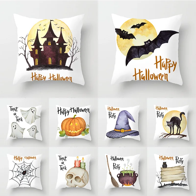 

Home Decor Nordic Halloween Cartoon Print Cushion Cover Sofa Cushion Cover Car Waist Cushion Cover 45x45cm funda de almohada
